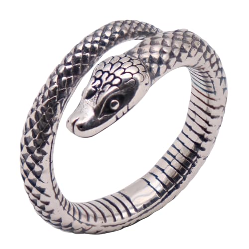 ForFox Vintage Echt 925 Sterling Silber Schlange Ring Schlangenring Schmuck für Herren Damen Offen und Verstellbar von ForFox