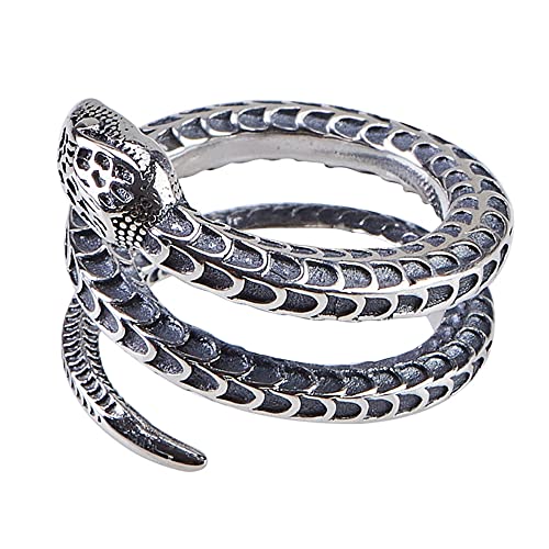 ForFox Kleiner Echt 925 Sterling Silber Schlangen Ring Spiralring für Herren Damen Offen und Verstellbar von ForFox