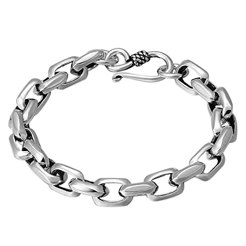 ForFox Massiver Echt 925 Sterling Silber Armband Gliederkettenarmband Kettenarmband mit Gliedern für Herren 8mm 20cm von ForFox