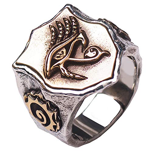 ForFox Vintage 925 Sterling Silber Auge des Horus Ring ägyptischer Schmuck für Herren Damen Offen und Verstellbar von ForFox