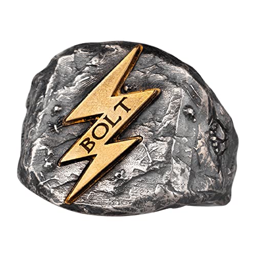 ForFox Vintage 925 Sterling Silber Flash Blitz Bolt Ring Zeus Bolt Ring für Herren Offen und Verstellbar von ForFox