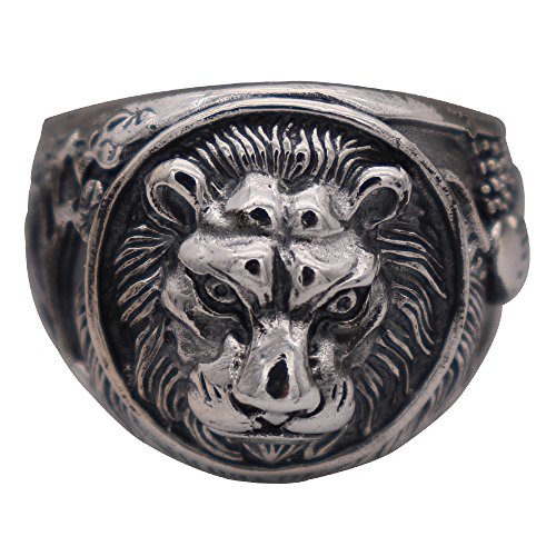 Vintage 925 Sterling Silber König Löwen Ring Irischer Claddagh Löwenring TierKönig Löwenkopf Schmuck für Herren Damen Größe 58 von ForFox