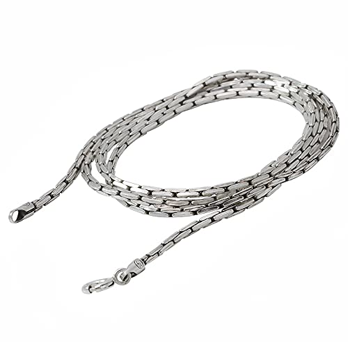 ForFox Vintage Echt 925 Sterling Silber Bambuskette Halskette Silberkette ohne Anhänger für Herren Damen 1.5mm 60cm von ForFox