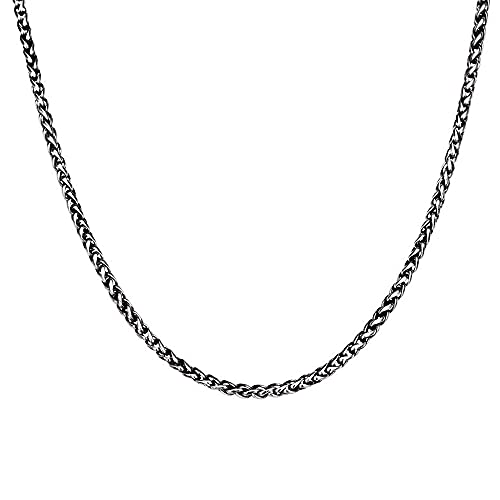 ForFox Vintage Echt 925 Sterling Silber Weizenkette Halskette Kette ohne Anhänger für Herren Damen 2mm 50 cm von ForFox