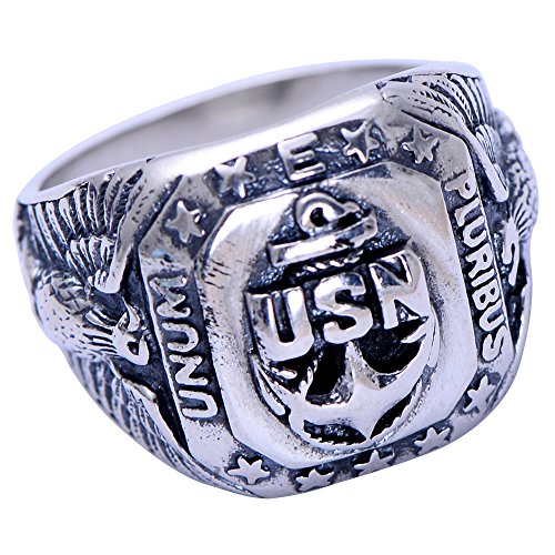 Herren damen USN united states navy ring US marine anker ring 925 sterling silber US militär veteran adler ring größe 58 von ForFox