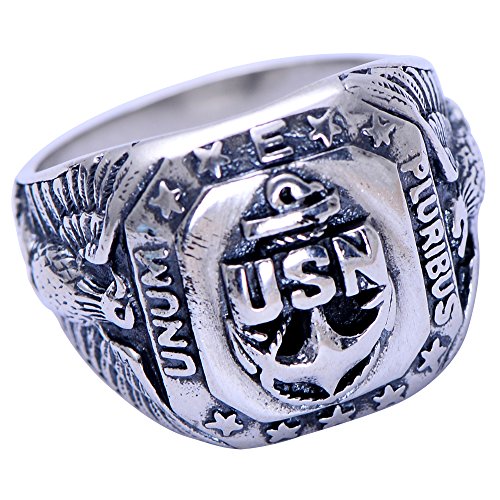 Herren damen USN united states navy ring US marine anker ring 925 sterling silber US militär veteran adler ring größe 60 von ForFox
