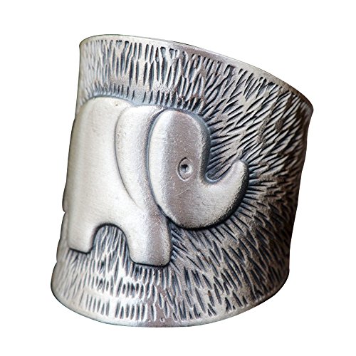 ForFox Matt 999 Sterling Silber Tier Elefant Ring für Herren Damen Offen und Verstellbar von ForFox