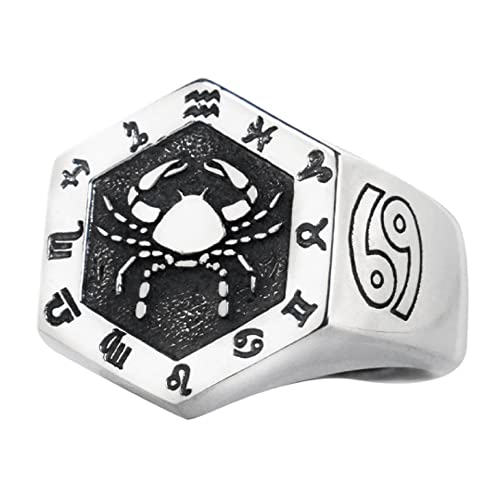 Vintage Echt 925 Sterling Silber Astrologie Sternzeichen Ring Krebs Konstellation Ring Tierkreiszeichen Ring Schmuck für Herren Damen Offen Verstellbar von ForFox