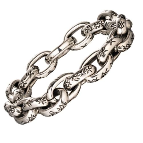 ForFox Wikinger Runen Armband Titan Edelstahl Gliederkette Armband für Herren Silber 14mm 23cm ForFox Wikinger Runen Armband Titan Edelstahl Gliederkette Armband für Herren Silber 14mm 23cm von ForFox