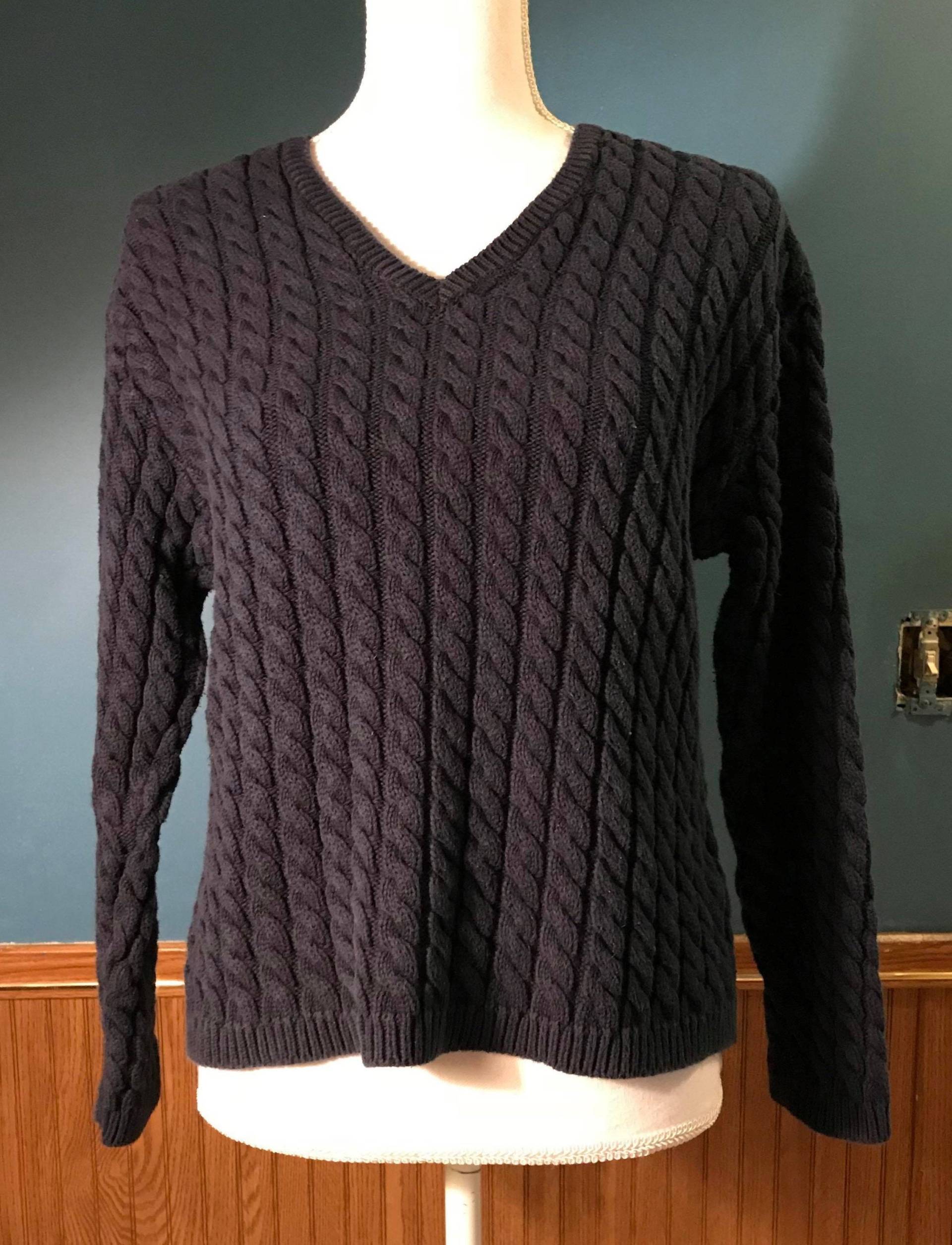 Dicker Marineblauer Pullover ~ Warmer Langarm Mit V-Ausschnitt Von Jones New York Größe M von ForHerEarsOnly