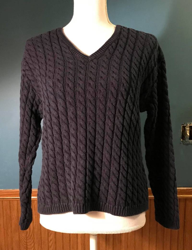 Dicker Marineblauer Pullover ~ Warmer Langarm Mit V-Ausschnitt Von Jones New York Größe M von ForHerEarsOnly