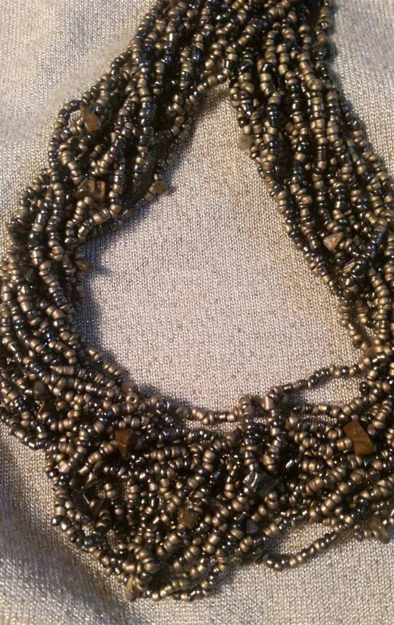 Vintage Mehrstrang Kupfer Saatperlen Halskette von ForHerEarsOnly
