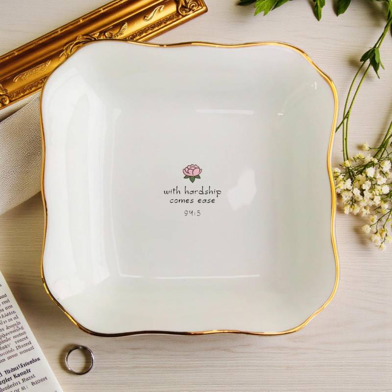 Custom Islamic Ring Dish, Gift For Her, Muslim Gift, Mom Daughter, Ramadan Eid With Hardship Comes Ease von ForHerLuck