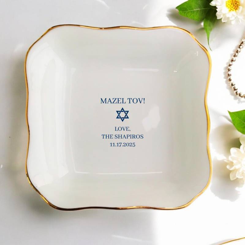 Personalized Bat Mitzvah Gift Star Of David Ring Dish-Birthday For Daughter-Gift Friend von ForHerLuck
