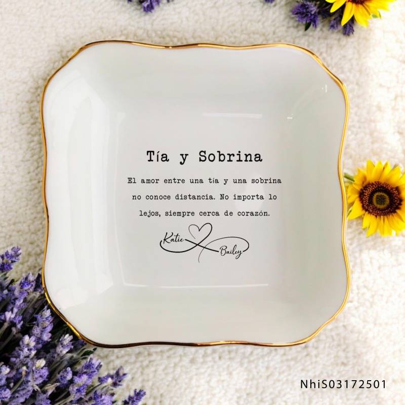 Tia Spanish Poem Ring Dish, Aunt & Niece Gift, Gift For Tia, Auntie Tía Madrina Sobrina Birthday von ForHerLuck