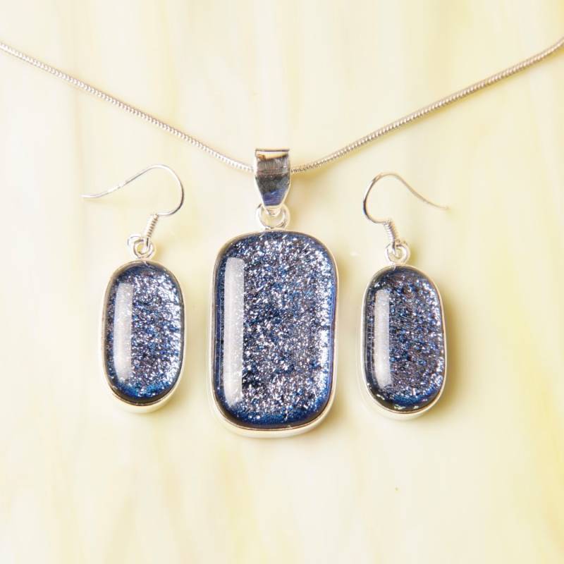 Farbwechsel Dichroic Sterling Silber 925 Fusing Glas Anhänger Halskette Ohrringe passendes Set Farbwechsel Dichroic Sterling Silber 925 Fusing Glas Anhänger Halskette Ohrringe passendes Set von ForThePeople