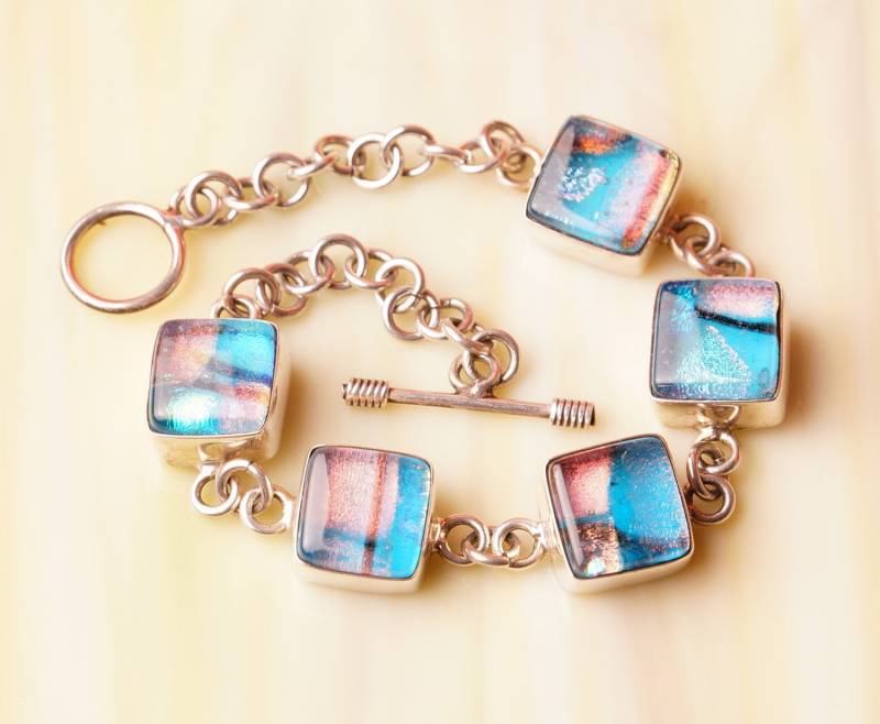 Handgemachte Dichroic Glas .925 Massiv Sterling Silber Armband Handgemachte Dichroic Glas .925 Massiv Sterling Silber Armband von ForThePeople