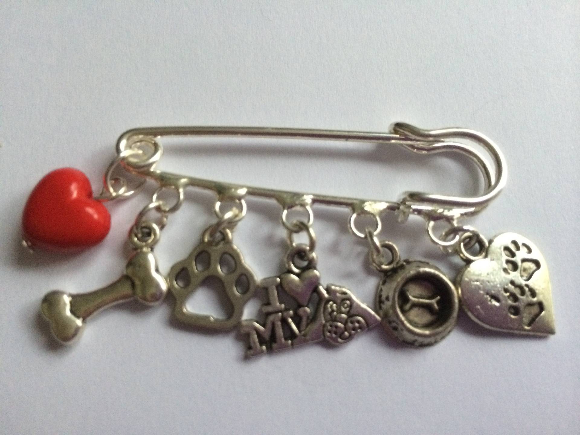 I Love My Dog Silber Ton Kiltnadel Charme Schal Brosche von ForYouJustTreasures