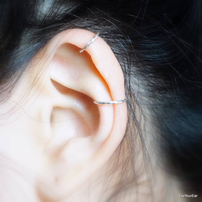 189 Kein Piercing Sterling Silber Twisted Wire Ohrmanschette von ForYourEar
