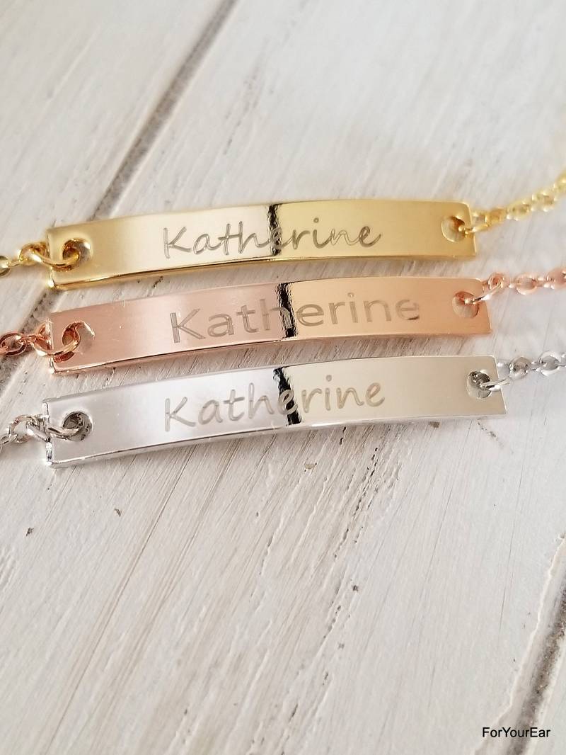 195Kostenlose Doppelseitige Gravurpersonalisiertes Bar-Armband. Erinnerungsgeschenk von ForYourEar