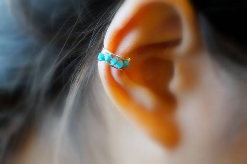 33Kein Piercing Ohrring.einfache Kleine Perlen Ohrmanschette.minimalist Ohrmanschette.sterling Silber von ForYourEar