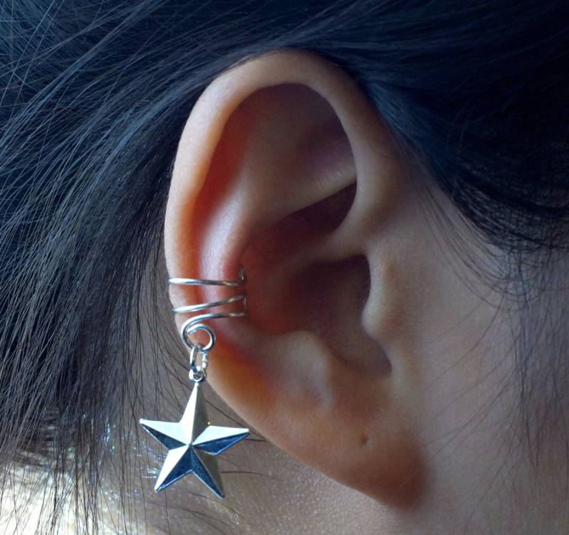 6 Ohrmanschette; Stern Charm Ohrmanschette Antik Silber von ForYourEar