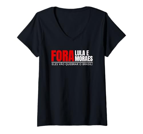 Damen Weg mit PT und Weg mit Moraes Brasilien hält es Nicht mehr T-Shirt mit V-Ausschnitt Damen Weg mit PT und Weg mit Moraes Brasilien hält es Nicht mehr T-Shirt mit V-Ausschnitt von Fora Moraes Fora Lula Impeachment PT Shirt Hoodie