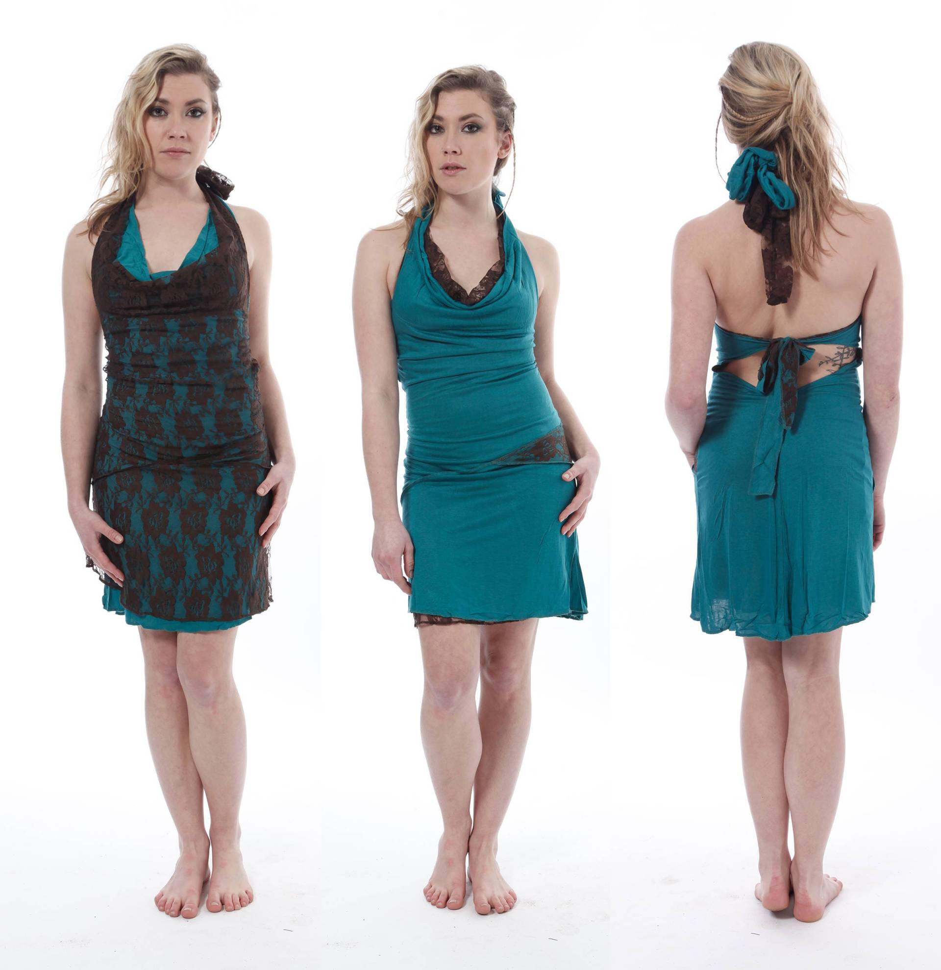 Reversible Doppel-Kleid. Bodycon Kleid, Neckholder Kurzes Party Spitzenkleid, Festival Kleid von ForageDesign