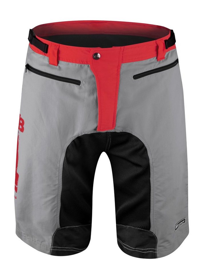 FORCE Fahrradhose FORCE Shorts MTB-11 grau-schwarz-rot, mit Innenhose & Gel Pad von FORCE