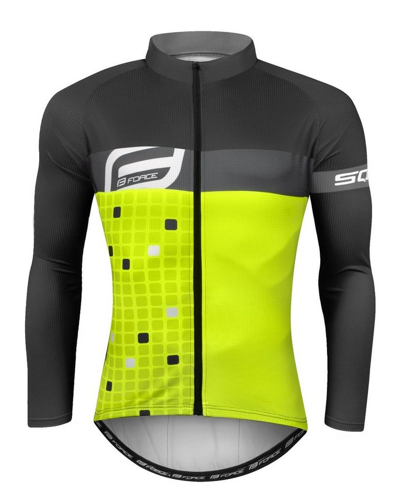 FORCE Radtrikot Jersey FORCE SQUARE Langarmjacke gelb-schwarz Gr. S+XS von Force