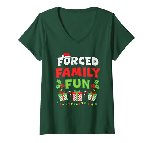 Damen Zwangsfamilie Spaß sarkastische Weihnachtsgruppe lustig Männer Frauen T-Shirt mit V-Ausschnitt Damen Zwangsfamilie Spaß sarkastische Weihnachtsgruppe lustig Männer Frauen T-Shirt mit V-Ausschnitt von Forced Family Fun - Funny Christmas Group 2025 Tee