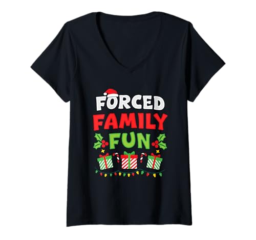 Damen Zwangsfamilie Spaß sarkastische Weihnachtsgruppe lustig Männer Frauen T-Shirt mit V-Ausschnitt Damen Zwangsfamilie Spaß sarkastische Weihnachtsgruppe lustig Männer Frauen T-Shirt mit V-Ausschnitt von Forced Family Fun - Funny Christmas Group 2025
