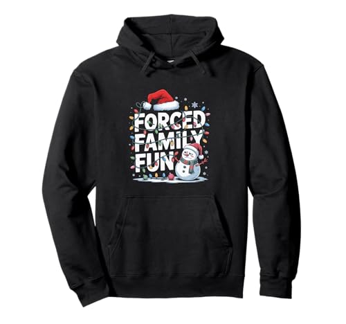 Zwangsfamilie Spaß Schneemann Weihnachtsbeleuchtung Kinder Männer Frauen Pullover Hoodie von Forced Family Xmas Party Pajamas