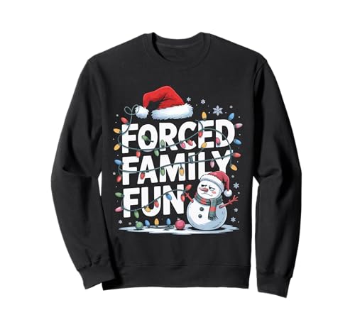 Zwangsfamilie Spaß Schneemann Weihnachtsbeleuchtung Kinder Männer Frauen Sweatshirt von Forced Family Xmas Party Pajamas