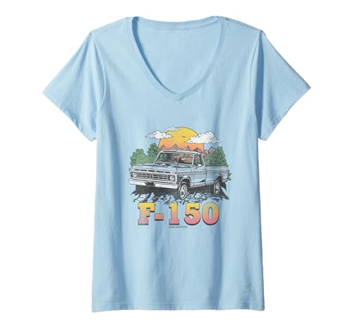 Damen Ford Trucks F150 Mountain Ride T-Shirt mit V-Ausschnitt Damen Ford Trucks F150 Mountain Ride T-Shirt mit V-Ausschnitt von Ford Trucks