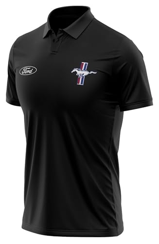 Ford Mustang Classic Tribar Lässiges Polyester-Poloshirt von Ford
