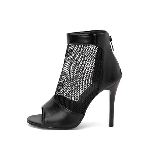 ForeMode Riemchensandalen mit Peep-Toe-Absatz für Damen – elegante und bequeme Anzugschuhe für Abendparty und Ballsaal, Schwarz-c50-8, 37.5 EU von ForeMode