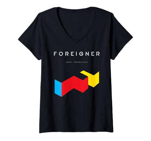 Damen Foreigner Agent Provocateur Album Cover Vintage Band T-Shirt mit V-Ausschnitt von Foreigner