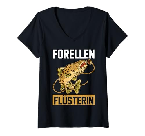 Damen Angelangler, Forellenfischer T-Shirt mit V-Ausschnitt Damen Angelangler, Forellenfischer T-Shirt mit V-Ausschnitt von Forellen Forelle Angler Angeln Fischer Geschenk
