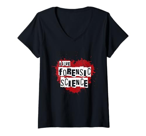 Damen I Love Forensic Science Herz-Design T-Shirt mit V-Ausschnitt Damen I Love Forensic Science Herz-Design T-Shirt mit V-Ausschnitt von Forensic Science Passion