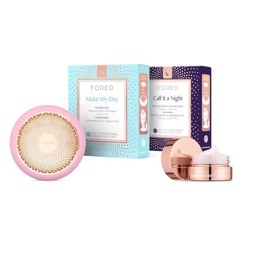 FOREO Hyper Hydra UFO 3 Set - Gesichtsmaske Gerät + 14 UFO-aktivierte Masken + Nachtmaske für extra Feuchtigkeit 15 ml - Rotlichttherapie, Thermo- & Kryotherapie, T-Sonic Massage - Anti-Aging-Pflege von Foreo