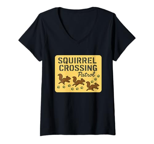 Damen Lustiger Tierliebhaber Eichhörnchen Humor Wildlife Rescue Nature T-Shirt mit V-Ausschnitt von Forest Animal Road Trip Suburban Wildlife Cute
