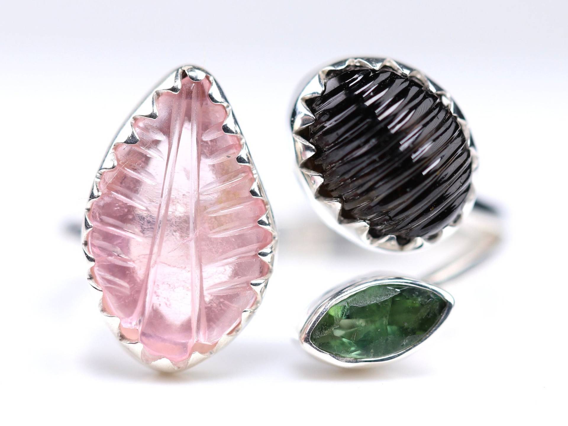 Größe 10 - Pink & Grün Turmalin Ring Verstellbarer Mit Hand Geschnitztem Sterling Silber Roter Rubellit Größe 10 - Pink & Grün Turmalin Ring Verstellbarer Mit Hand Geschnitztem Sterling Silber Roter Rubellit von ForestCitySilver925