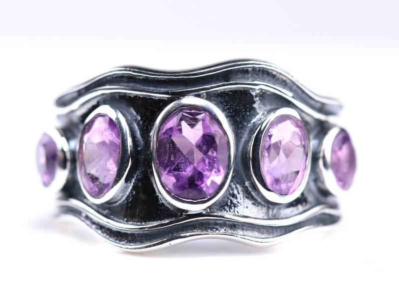 sterling Silber Amethyst Ring - Organisch Geformter Boho Echter Natürlicher Februar Geburtsstein Schmuck sterling Silber Amethyst Ring - Organisch Geformter Boho Echter Natürlicher Februar Geburtsstein Schmuck von ForestCitySilver925