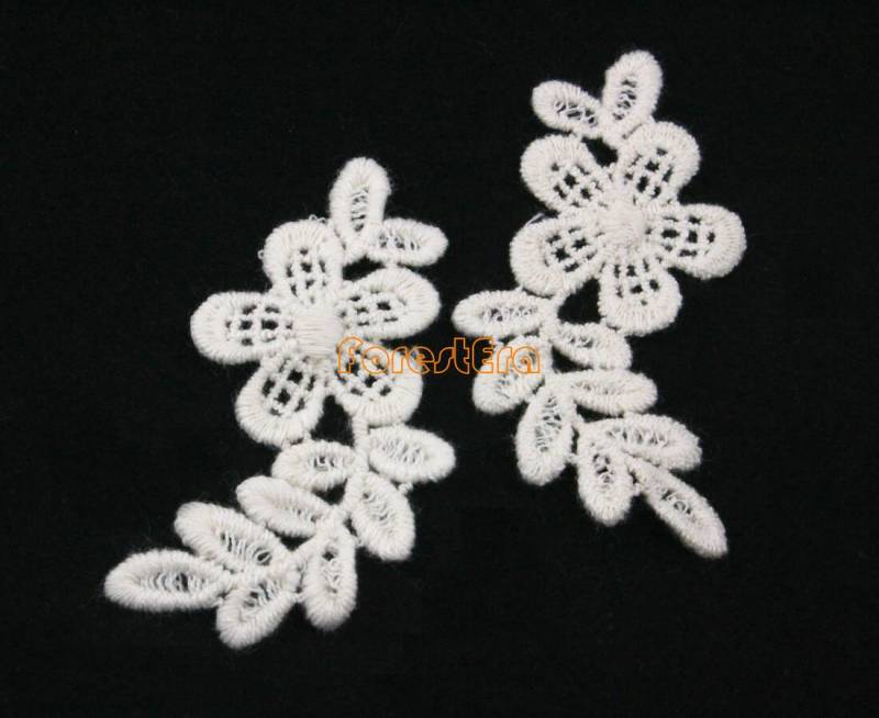 10 Stück Elfenbein Beige Spitze Applikationen Floral Bestickt Patches Blumen 70x28mm | Lace18-25044 von ForestEra