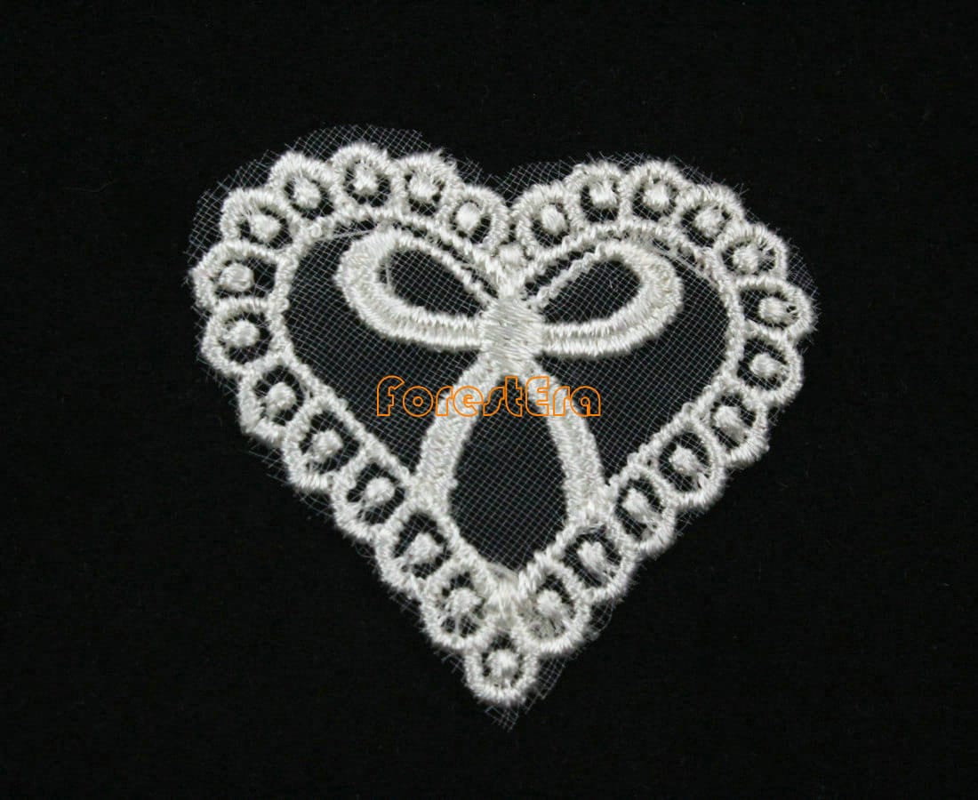 10 Stück Weiße Spitze Applikationen Floral Bestickt Patches Herz 40x40mm | Lace25-25037 10 Stück Weiße Spitze Applikationen Floral Bestickt Patches Herz 40x40mm | Lace25-25037 von ForestEra
