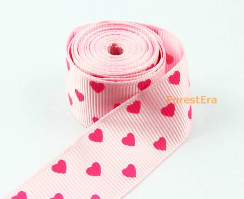2 Yards 7/8 Zoll Rosa Herz Gedruckt Band Haarband Grosgrain | Lwd12 2 Yards 7/8 Zoll Rosa Herz Gedruckt Band Haarband Grosgrain | Lwd12 von ForestEra