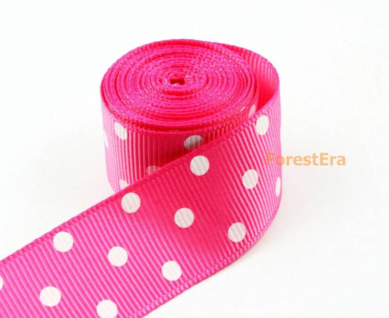 2 Yards 7/8 Zoll Rosa Polka Dot Gedruckt Band Haarband Grosgrain | Lwd24 von ForestEra