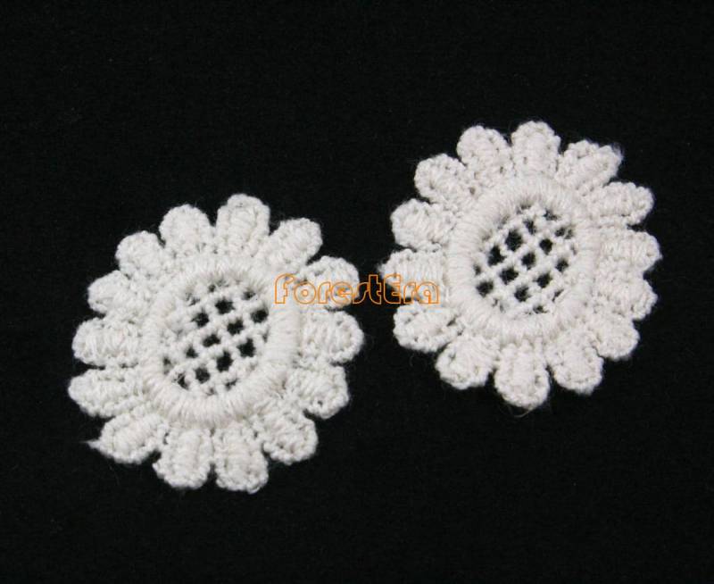 20 Stück Elfenbein Beige Spitze Applikationen Floral Bestickt Patches Sonnenblume 27x23mm | Lace16-25043 von ForestEra