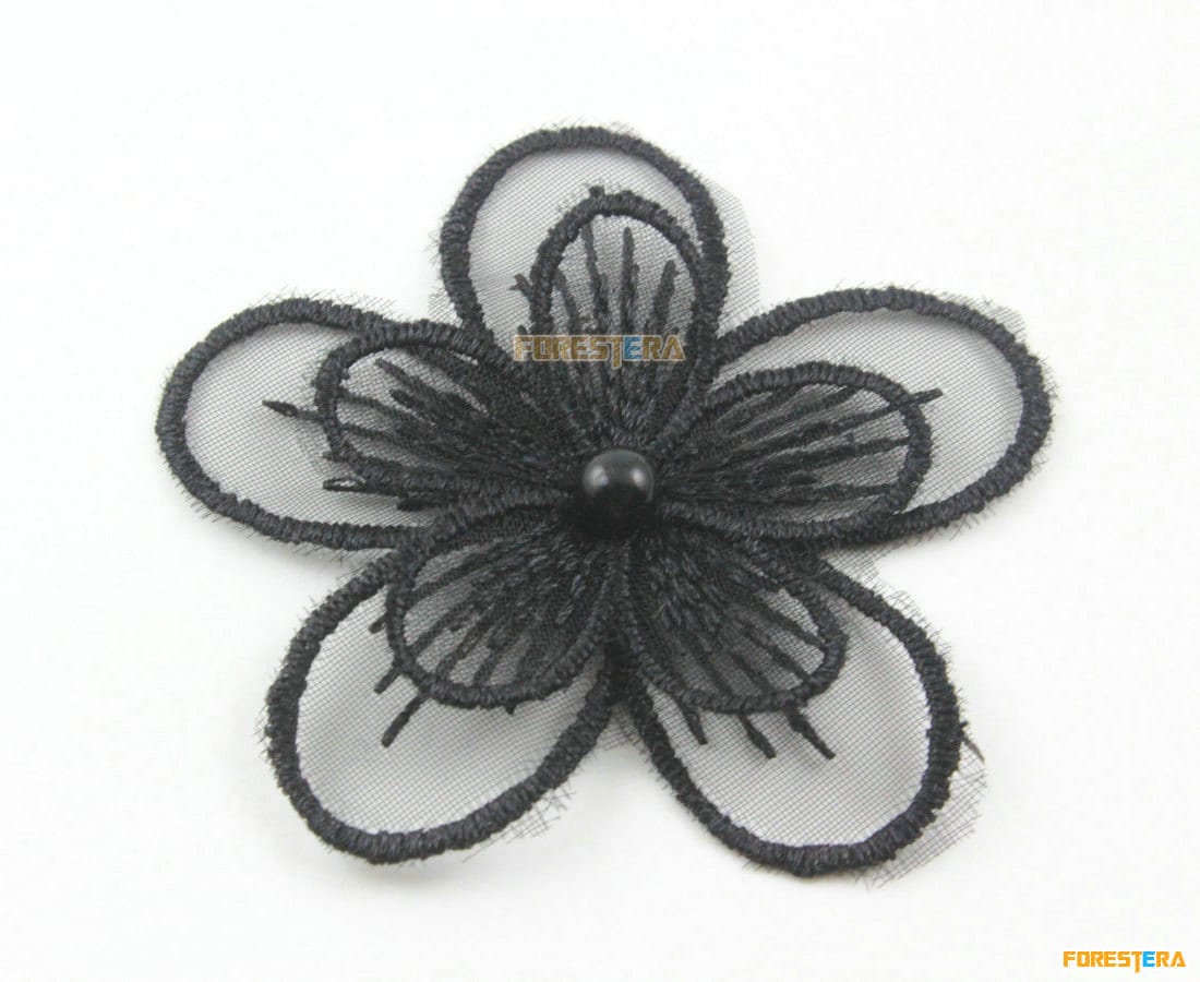 5 Stück Blume Spitze Applikation Schwarz Terylen Bestickt Patch 6cm | Lace162 5 Stück Blume Spitze Applikation Schwarz Terylen Bestickt Patch 6cm | Lace162 von ForestEra